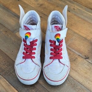 Vans unicorn horn White Sneakers with Red Laces. EUC kids 2.5
